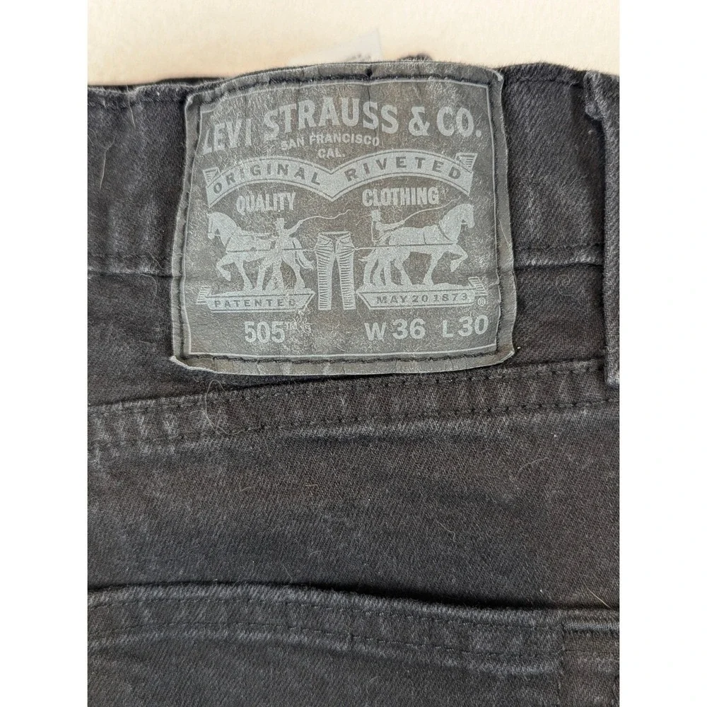 Levi's 505 Regular Fit Black Denim‎ Jeans Mens W36 L30 Classic Straight 5 Pocket